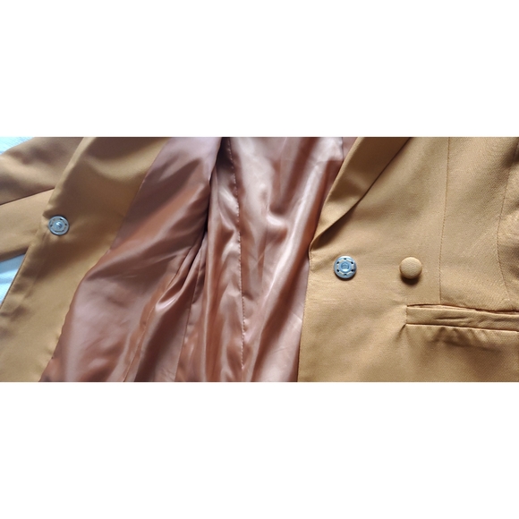 Mustard Double Breasted Woven Blazer - Picture 6 of 7